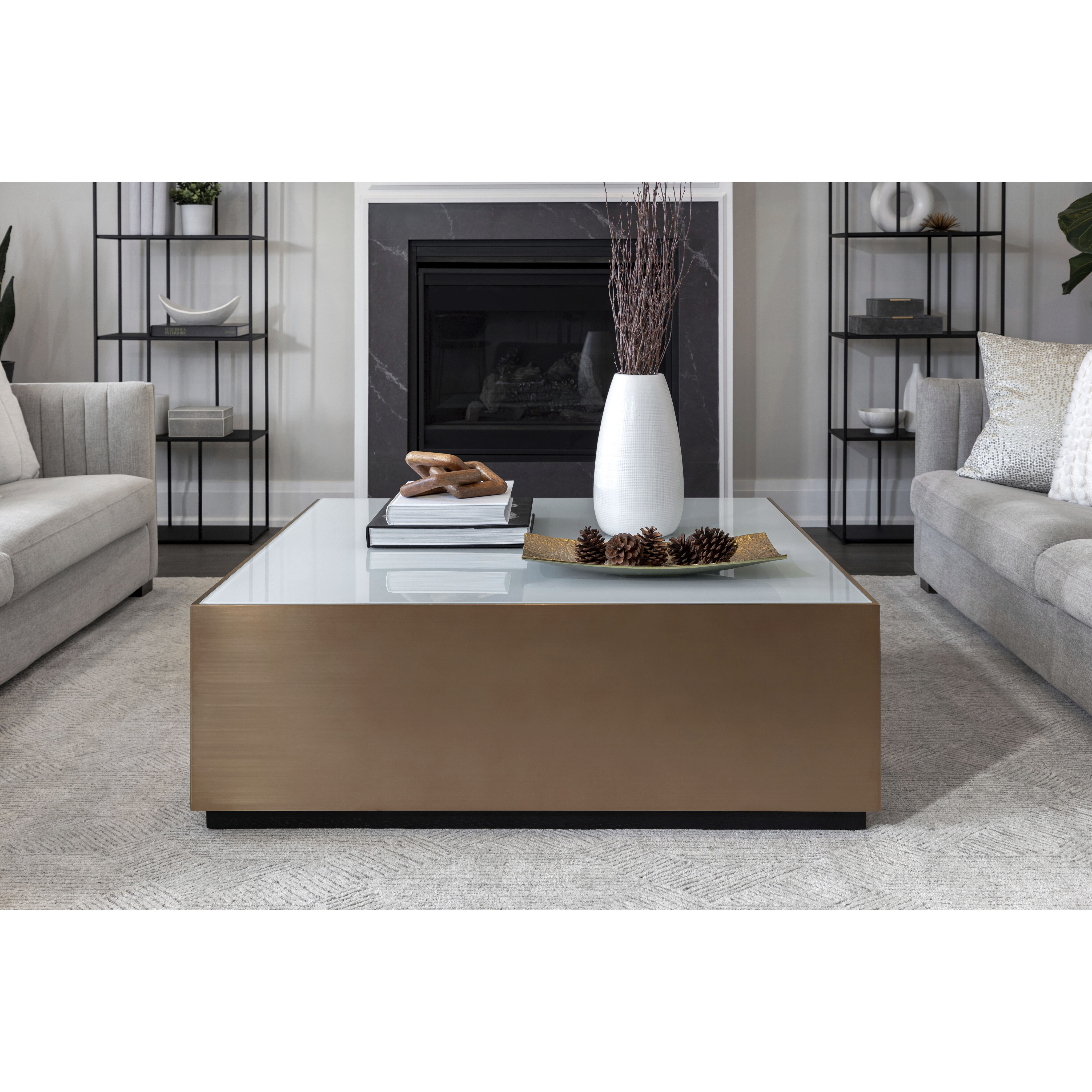 Shiloh 47.25 X 47.25 inch White / Black Coffee Table